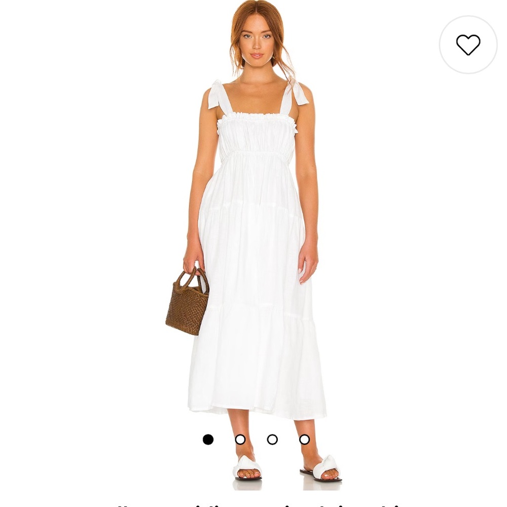 FAITHFULL THE BRAND Bellamy White Linen Midi Dress L/8